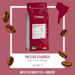 Café bio - prestige d'arabica - blend pur arabica - grain 1kg