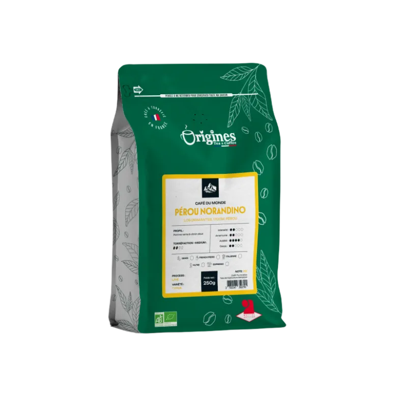 Café bio - pérou norandino - pur arabica - grain 250g