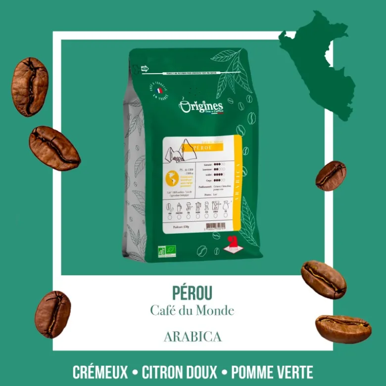 Café bio - pérou norandino - pur arabica - grain 250g