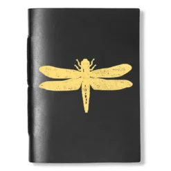 Cahier cuir recyclé motif insecte Libellule