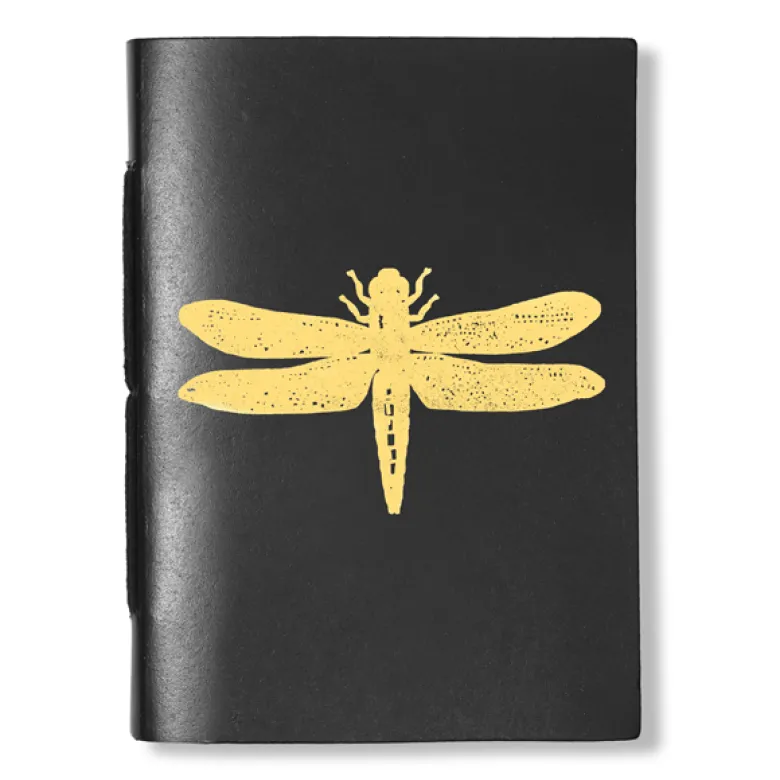 Cahier cuir recyclé motif insecte Libellule