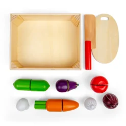 Caisse de légumes à découper en bois