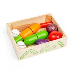 Caisse de légumes à découper en bois