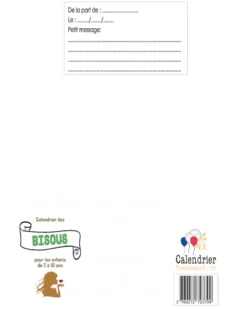 Calendrier 25 bisous enfant 0 à 10 ans