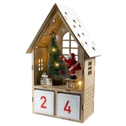 Calendrier de l’avent en bois avec led blanc chaud, style artisanal