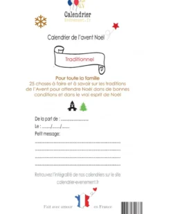 Calendrier de l'avent noel traditionnel