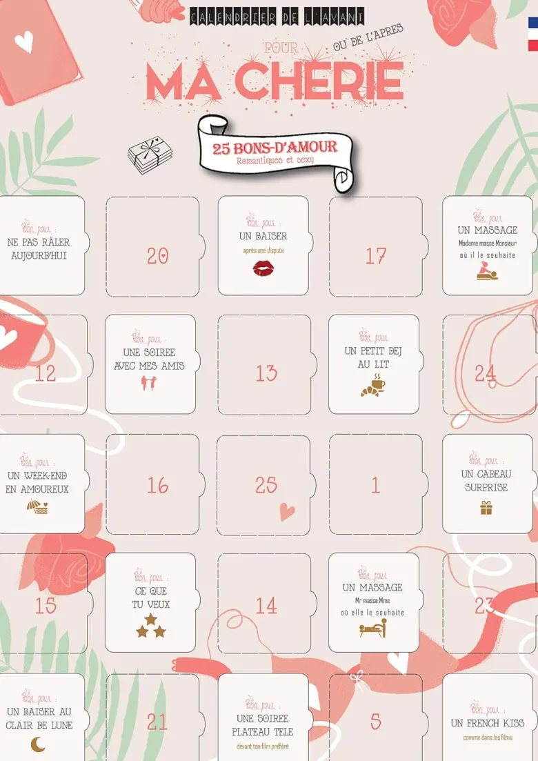 Calendrier ma chérie 25 bons d'amour