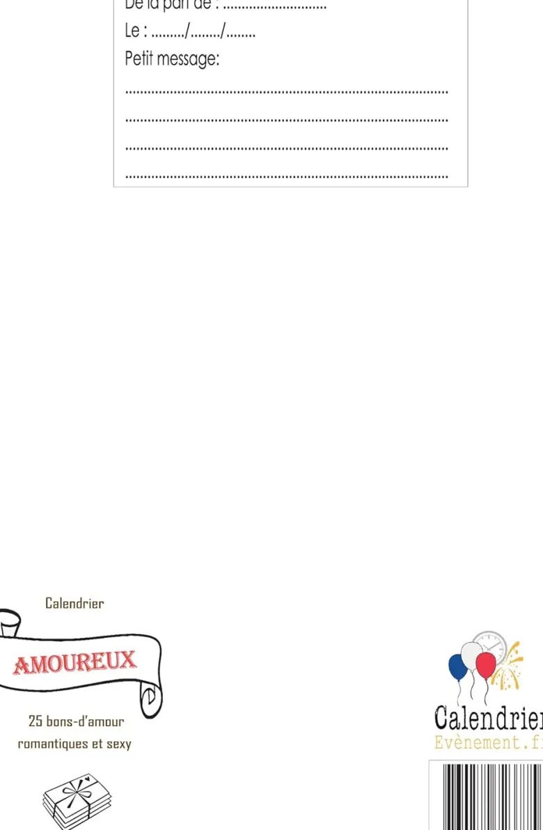 Calendrier ma chérie 25 bons d'amour