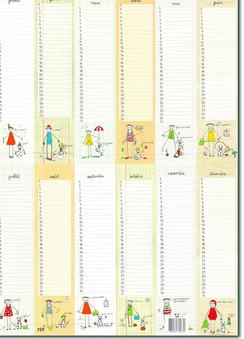 Calendrier perpétuel - poster anniversaires inscriptible a2