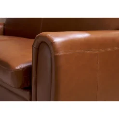 Canapé convertible 3 places cuir marron et bois noir avec matelas 9 cm club