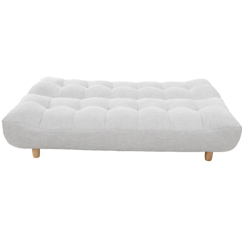 Canapé convertible 3 places en tissu gris clair et bois clair yumi