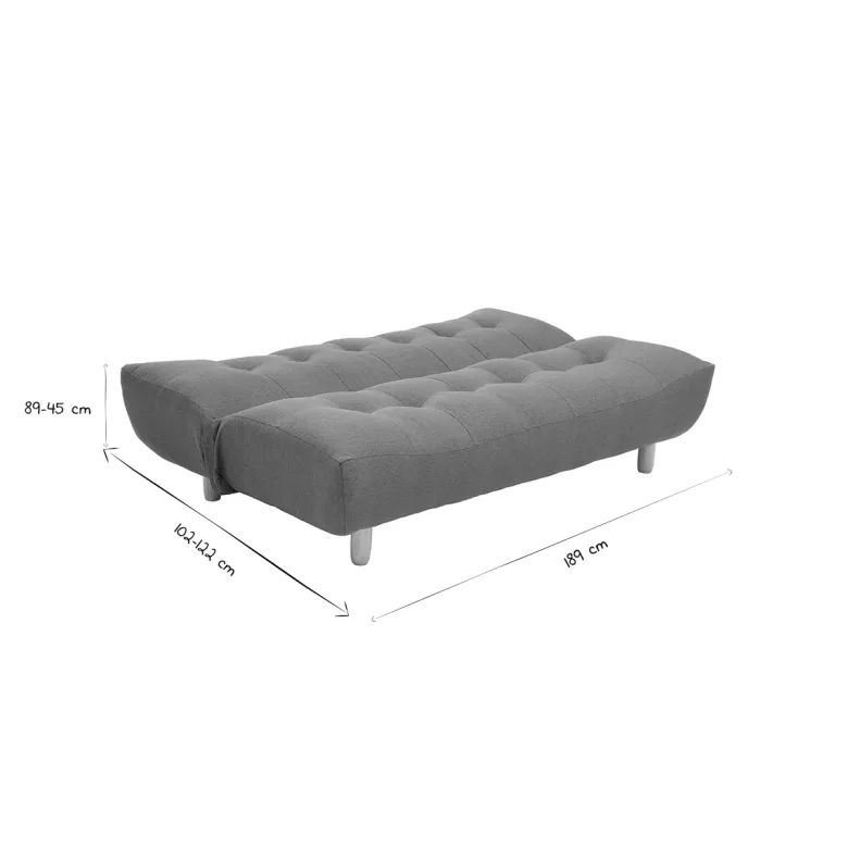 Canapé convertible 3 places en tissu gris clair et bois clair yumi