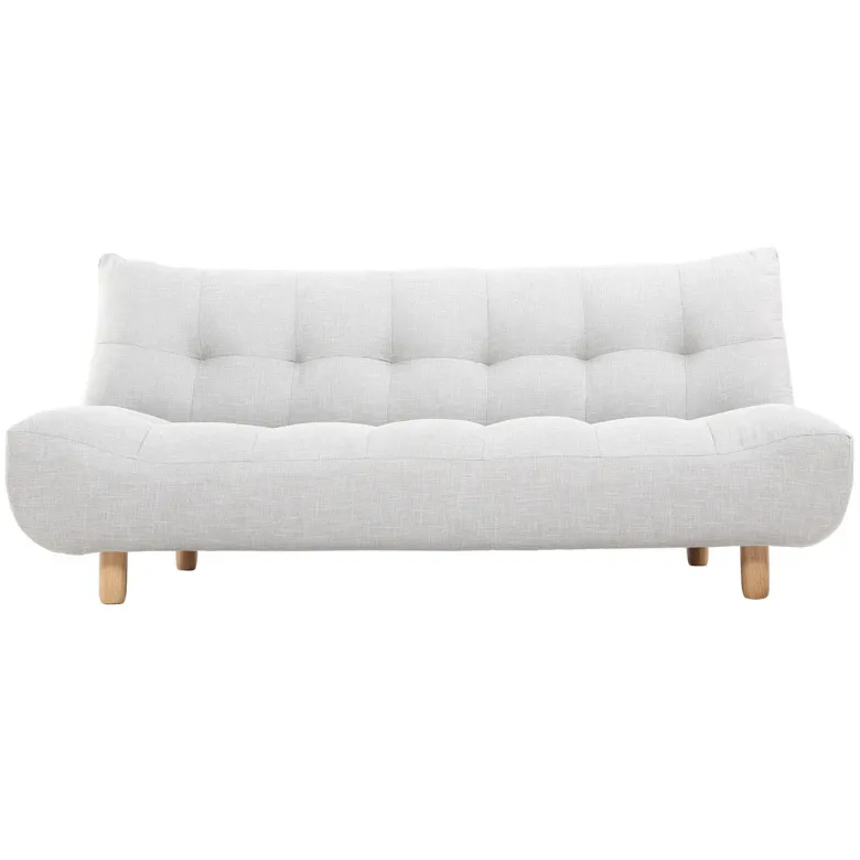 Canapé convertible 3 places en tissu gris clair et bois clair yumi