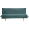 Canapé convertible 3 places en tissu chenille bleu canard et bois clair bingo