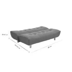 Canapé convertible 3 places en tissu bleu canard et bois clair yumi
