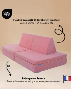 Canapé de jeu modulable le pagaille - rose côtelé Rose