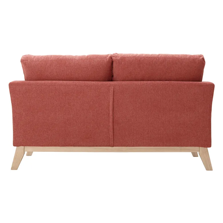 Canapé déhoussable 2 places en tissu effet velours texturé terracotta oslo