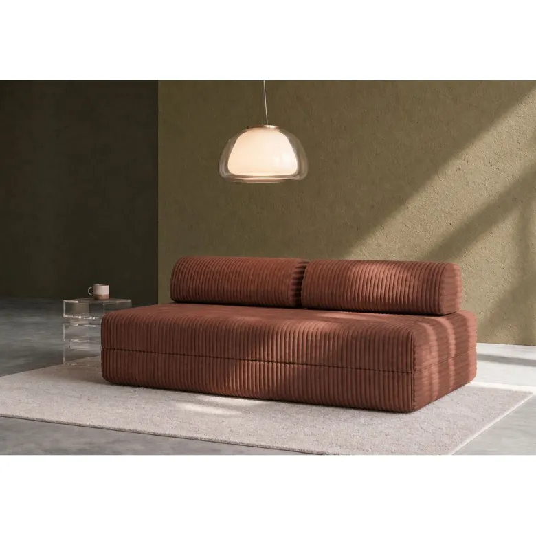 Canapé droit modulable et convertible 3 places - velours côtelé xl Terracotta