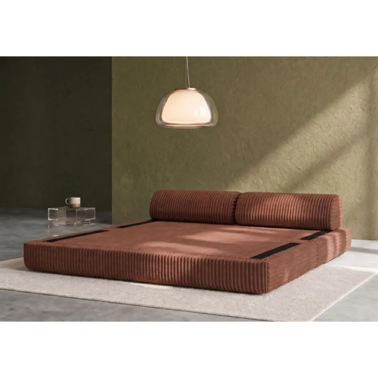 Canapé droit modulable et convertible 3 places - velours côtelé xl Terracotta