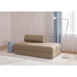 Canapé droit modulable et convertible 2 places - tissu lisse Marron