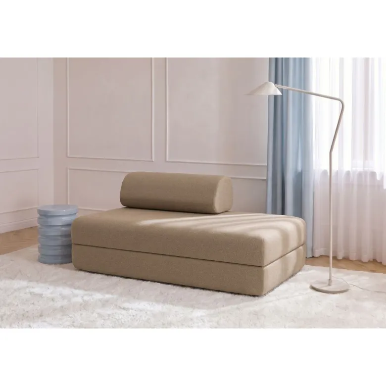 Canapé droit modulable et convertible 2 places - tissu lisse Marron