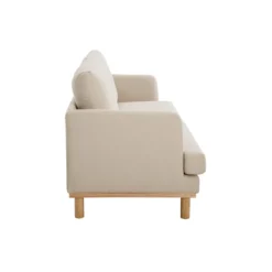 Canapé 3 places en tissu beige et bois clair hobart