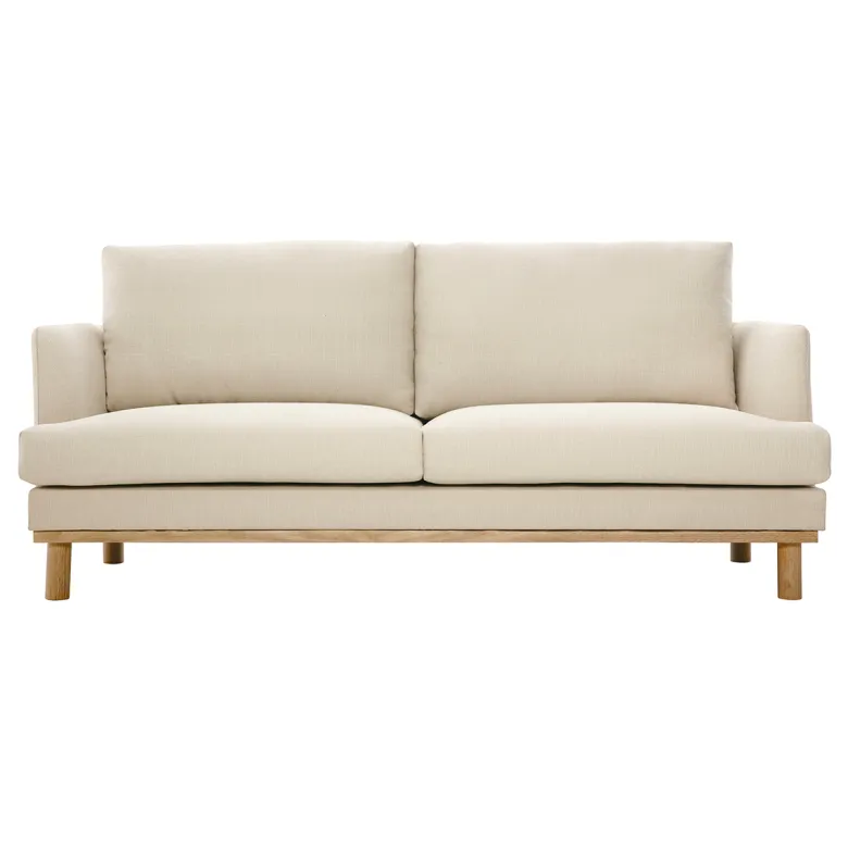 Canapé 3 places en tissu beige et bois clair hobart