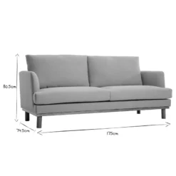 Canapé 3 places en tissu beige et bois clair hobart
