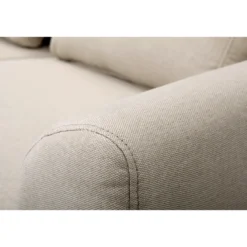 Canapé 2 places en tissu beige et bois clair ektor