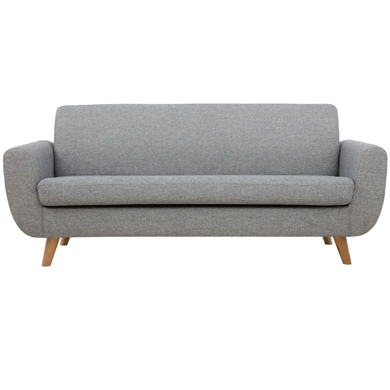 Canapé 3 places en tissu gris clair et bois clair pure