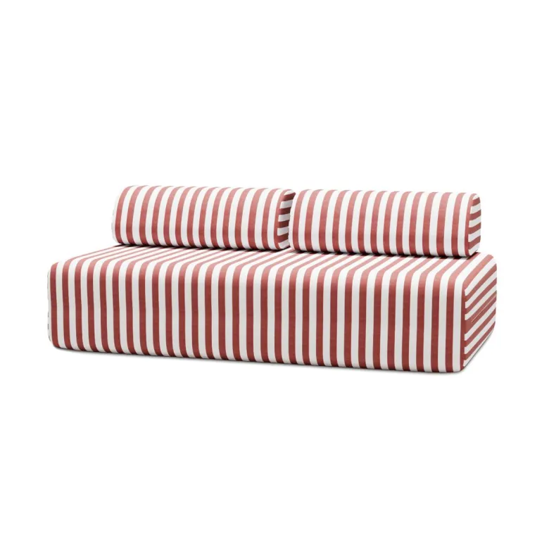 Canapé 3 places modulable - tissu extérieur à rayures Rouge