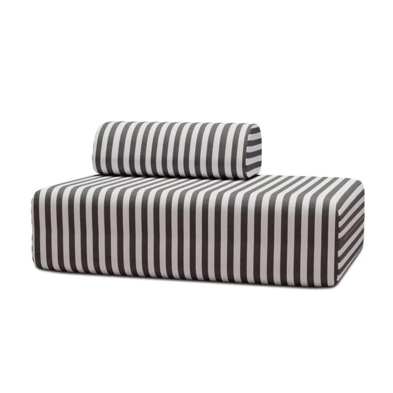 Canapé 2 places modulable - tissu extérieur à rayures Anthracite
