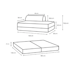 Canapé 2 places modulable - tissu extérieur à rayures Beige