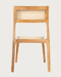 Canopée - chaise salle à manger en bois de teck massif et rotin