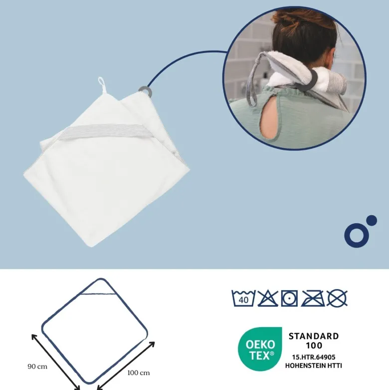 Cape de bain et anneau dentition, white Blanc