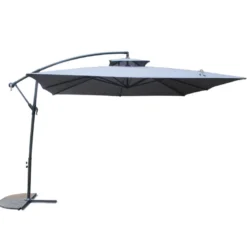 Capri parasol gris déporté carré 3 x 3 m