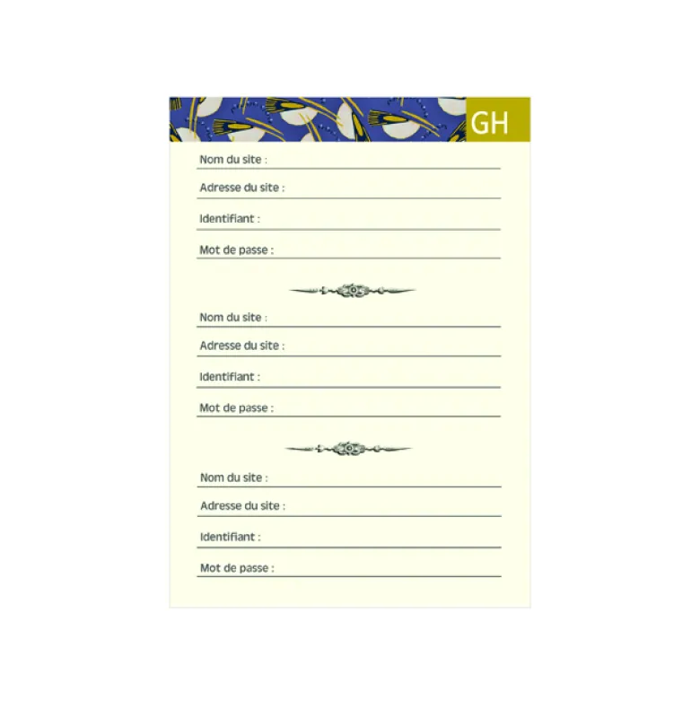 Carnet à mots de passe perroquet Gwenaelle Trolez