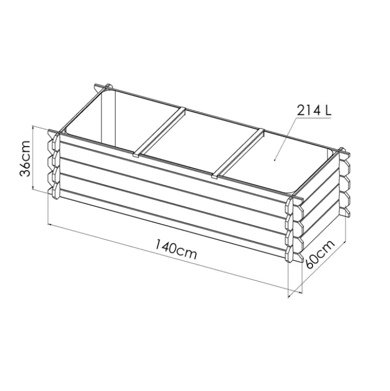 Carré potager en bois 214l - basil