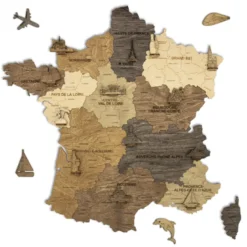 Carte de France murale en bois