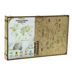 Carte du monde en bois 2d claire m