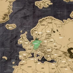 Carte du monde à gratter noire/dorée