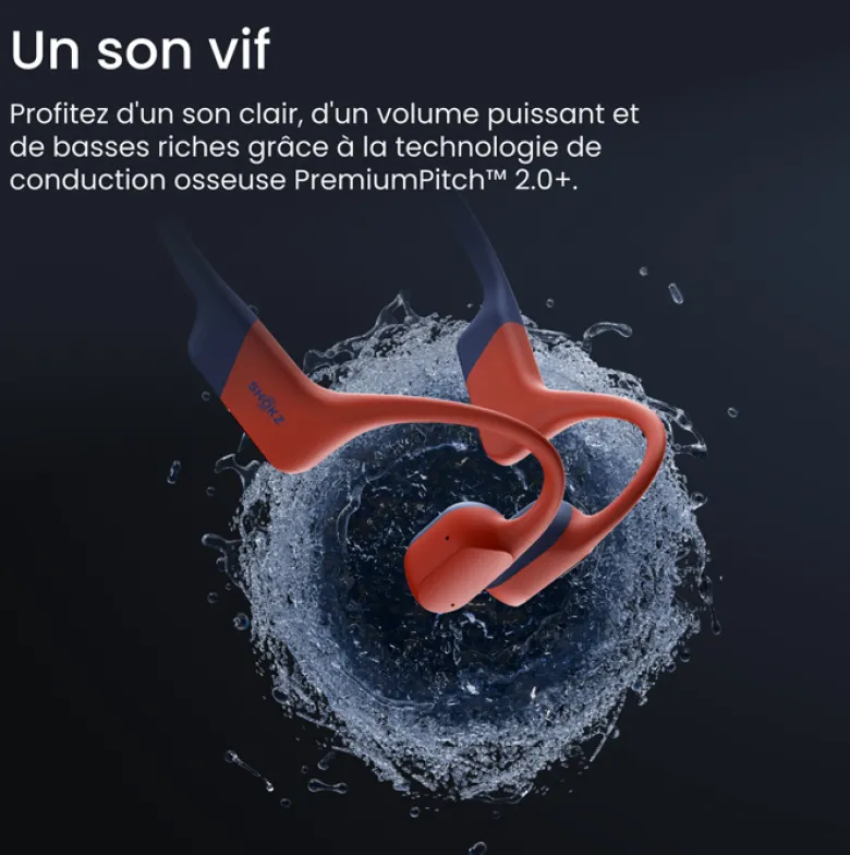 Casque à conduction osseuse étanche IP68 sans fil Shokz OpenSwim Pro