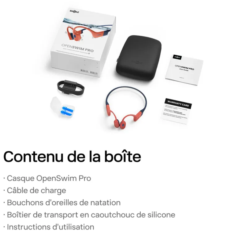 Casque à conduction osseuse étanche IP68 sans fil Shokz OpenSwim Pro