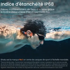 Casque à conduction osseuse étanche IP68 sans fil Shokz OpenSwim Pro