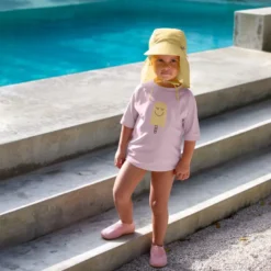 Casquette protège nuque anti-uv jaune pâle (7-12 mois)