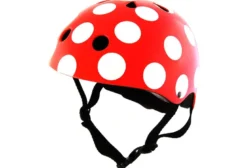 Casque vélo enfant rouge pois blanc smal