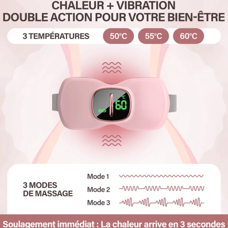 Ceinture chauffante anti douleurs menstruelles - soulage rapidement - sans fil