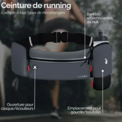Ceinture de running, sport - bleu gris