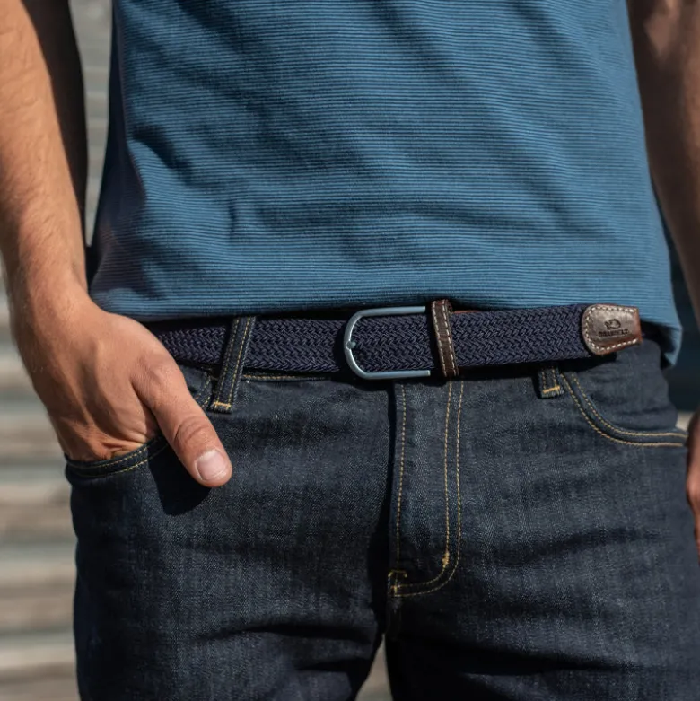 Ceinture tressée bleu marine- t2