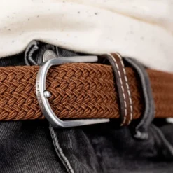 Ceinture tressée marron camel - t1